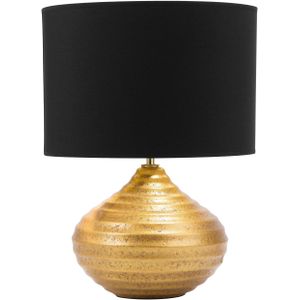 Tafellamp goud keramiek 42 cm stoffen lampenkap zwart vaasvorm modern ontwerp