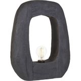 Tafellamp zwart houten basis openwork lampenkap onregelmatige vorm woonkamer slaapkamer modern hedendaags