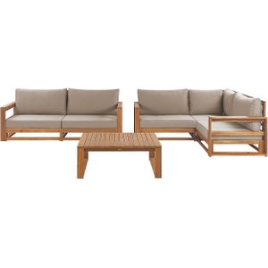 Loungeset met banken lichthout gecertificeerd acaciahout tuin 4-zits 2 tuinbanken salontafel modern ontwerp