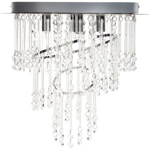 Kroonluchter zilver metaal ⌀ 45 cm hanglamp glas kristal glamour stijl woonkamer slaapkamer hal