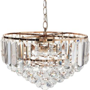 Kroonluchter goud metaal ⌀ 40 cm hanglamp glas kristal glamour stijl woonkamer slaapkamer hal