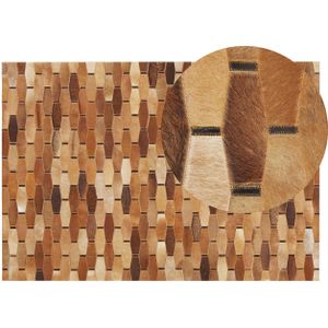 DIGOR - Patchwork vloerkleed - Bruin - 140 x 200 cm - Koeienhuid leer