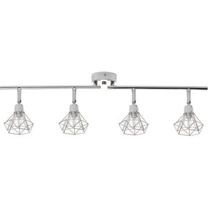Plafondlamp zilver metaal 4 lichtkooien verstelbare armen modern
