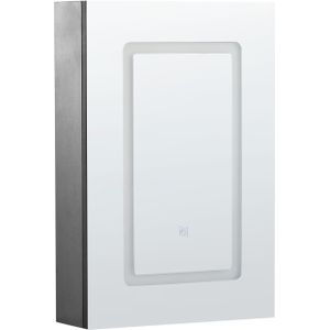 Spiegelkast zwart glas multiplex MDF met LED-verlichting 40 x 60 cm modern ontwerp badkamerkast