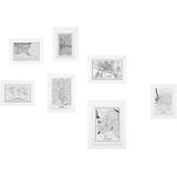 Set van 7 foto's met witte frames MDF acrylglas kaart motief muurschildering fotolijst collage minimalistische woonkamer wanddecoratie