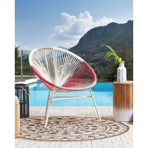 Moderne accent stoel rond meerkleurig roze rotan staal woonkamer Acapulco