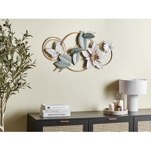 Moderne wanddecoratie ijzeren wandkunst handgemaakt accentstuk bloemen meerkleurig Thorium