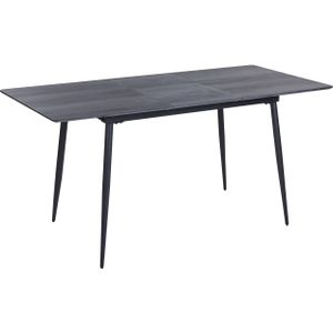 Eettafel grijs MDF zwart staal ijzer 120/160 x 80 cm uitschuifbaar rechthoekig modern design