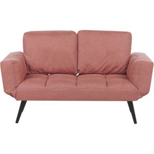Slaapbank roze polyester 2-zits verstelbare armleuningen woonkamer logeerbed minimalistisch modern