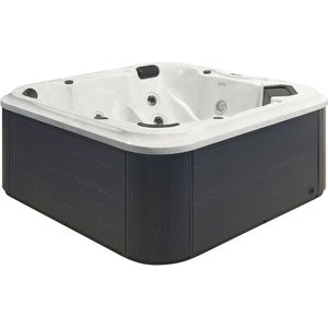 Hot Tub Wit Acryl 210 x 210 cm 28 Jets Grijs Aluminium Buitenkant met LED Verwarming