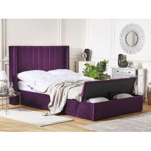 Fluweel EU dubbele grootte bed frame getufte 140x200 cm Opbergbank Violet Noyers