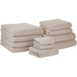 Handdoek set beige katoen 11-delig