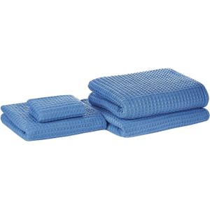 Handdoek set blauw katoen 4-delig