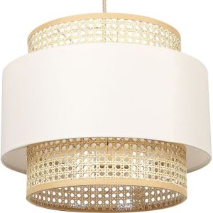 Hanglamp naturel beige rotan polyester boho lampenkap verlichting hangende lamp