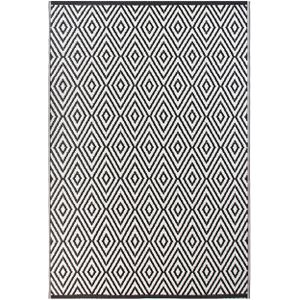 Buitenkleed zwart/wit polypropyleen geometrisch patroon 150 x 200 cm