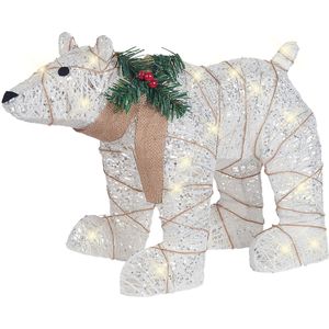 Kerstdecoratie wit metalen frame LED-verlichting ijsbeer