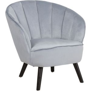 Fauteuil lichtgrijs fluweel stoffen bekleding glamour schelp rug accent stoel