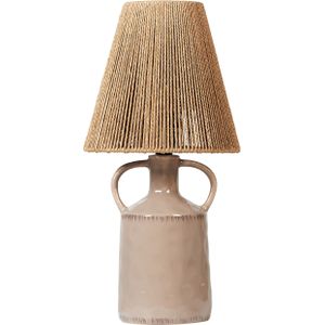 Tafellamp keramiek taupe rotan rieten lampenkap 24 x 24 x 51 cm nachtlamp sfeerverlichting slaapkamer woonkamer