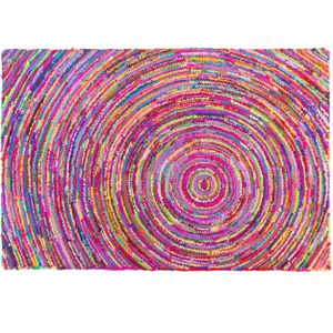 Vloerkleed multicolor polyester katoen 160 x 230 cm abstract handgeweven boho
