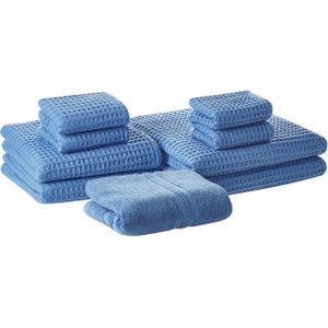 Handdoek set blauw katoen 9-delig