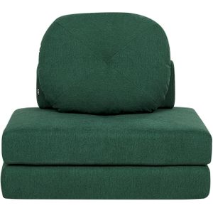 Slaapbank fauteuil donkergroen stof bed bank gestoffeerd 1-zits uitvouwbaar bed met kussen modern ontwerp