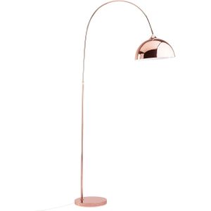 Staande lamp kopermetaal 160 cm verstelbare kap klokvorm lang snoer met schakelaar booglamp industriële look