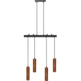 Hanglamp donkerhout ijzer eikenhout lampenkap 4 lichtpunten woonaccessoires sfeerverlichting metalen basis