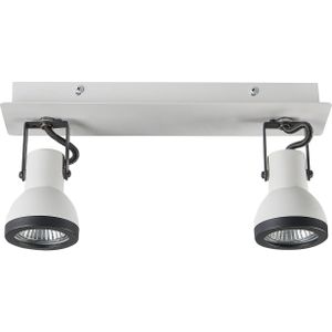 2 Lichten Plafondlampen Zwart en Wit Metalen Zwenkarm Cone Shade Spotlight Design Rechthoekige Rail