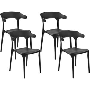 Set van 4 tuinstoelen wit polypropyleen lichtgewicht weerbestendig plastic binnen buiten stoelen modern