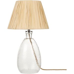 Tafellamp doorzichtig glazen basis natuurlijke lampenkap nachtlamp verlichting slaapkamer woonkamer