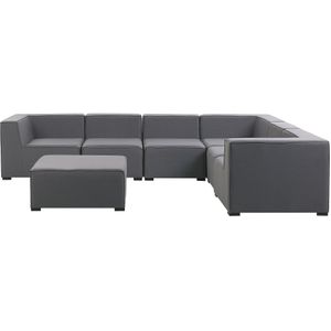 Loungeset met ottomaan grijs polyester metaal modulair 5-zits