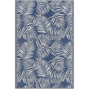 Buitenkleed blauw/wit polypropyleen bladprint 120 x 180 cm