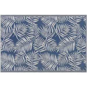 Buitenkleed blauw/wit polypropyleen bladprint 120 x 180 cm