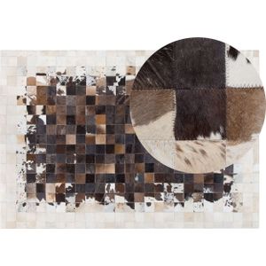 OKCULU - Patchwork vloerkleed - Bruin - 140 x 200 cm - Koeienhuid leer