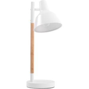 Tafellamp wit metaal 53 cm lichthout poten verstelbaar lampenkap minimalistisch