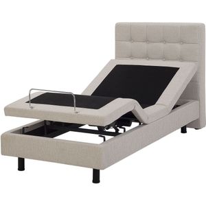 Platform Bed Beige 90 x 200 cm Elektrisch Praktisch met Afstandsbediening Verstelbare Comfortabele Zitpositie Slaapkamer Kinderkamer Modern