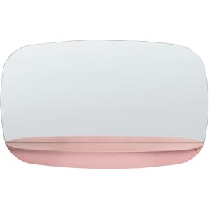 Wandspiegel roze metaal spiegel met plank 50 x 80 cm muurdecoratie hangend spiegels moderne stijl decoratie