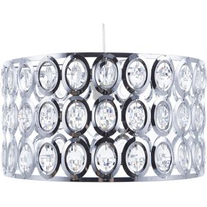 Hanglamp zilver acryl kristallen open ronde lampenkap design glamour stijl