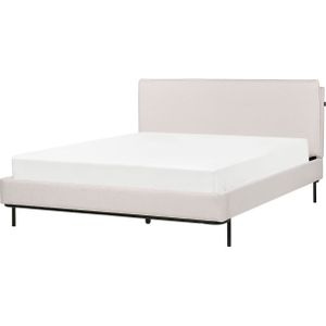 Gestoffeerd bedframe crème polyester stof 160 x 200 cm tweepersoonsbed modern ontwerp slaapkamer