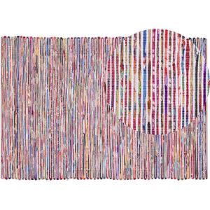 Vloerkleed multicolor polyester katoen 160 x 230 cm handgemaakt boho gestreept