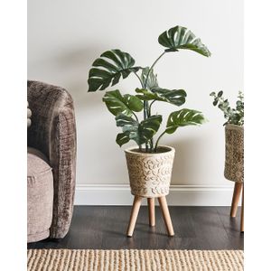 Binnen buiten bloempot verweerd effect vintage stijl gebroken wit Aliartos