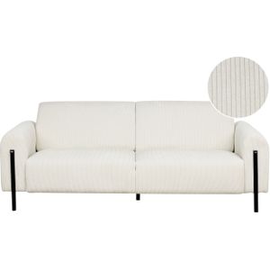 Bank wit stof metalen poten 3-zitsbank corduroy klassieke sofa verstelbare rugleuning woonkamer moderne stijl