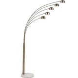 Staande lamp goud metaal 210 cm 5-lamps marmeren voet verstelbare kap booglamp industriële look