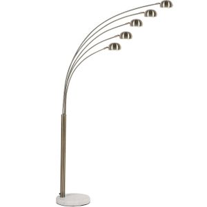 Staande lamp goud metaal 210 cm 5-lamps marmeren voet verstelbare kap booglamp industriële look