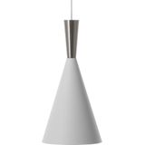 Hanglamp wit met zilveren lampenkap geometrische kegel modern minimalistisch ontwerp