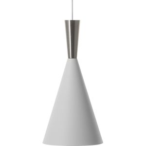 Hanglamp wit met zilveren lampenkap geometrische kegel modern minimalistisch ontwerp
