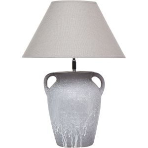 Tafellamp grijs keramiek basis linnen verstelbare lampenkap modern minimalistisch ontwerp woonkamer slaapkamer