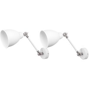 Wandlamp wit metaal set van 2 met zwenkarm verstelbaar klokvormig modern ontwerp