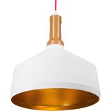 Hanglamp wit met goud en licht hout aluminium ronde geometrische kap industrieel ontwerp