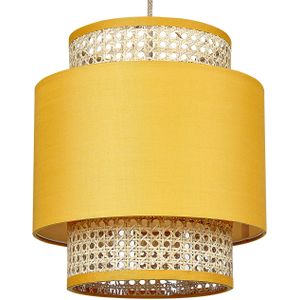 Hanglamp naturel geel rotan stof boho verlichting hangende lamp lampen